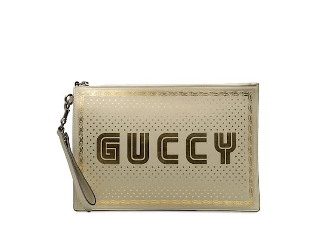 White Gucci Guccy Sega Clutch Leather  ref.1218506