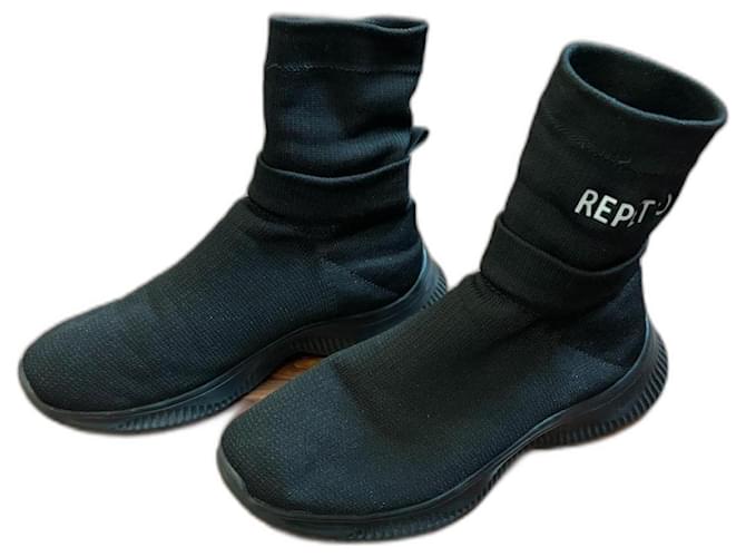 Sneaker alta Repetto nera Nero Poliestere  ref.1218574