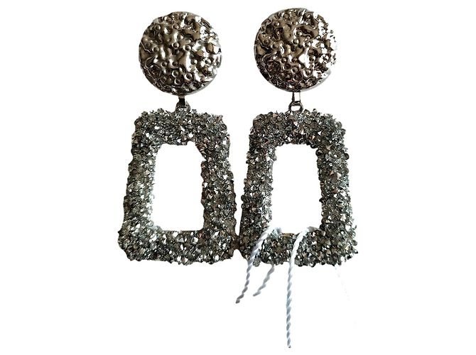 "MAX MARA" rectangular pendant earrings Silvery