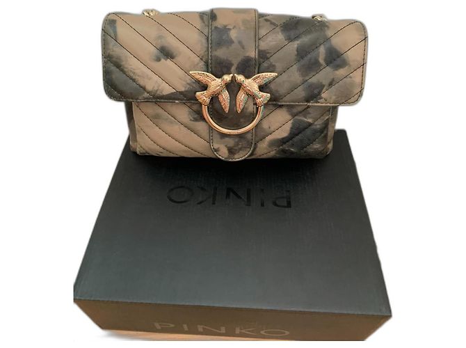 Bolsa de mão Pinko Sunset em couro cáqui Caqui