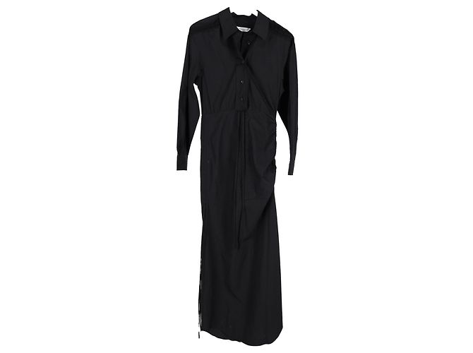 Autre Marque Vestido camisa midi com acabamento em renda Christopher Esber em algodão preto