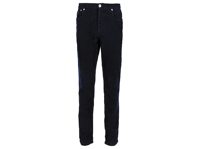 Pantaloni Brunello Cucinelli in velluto a coste blu scuro Blu navy  ref.1218618