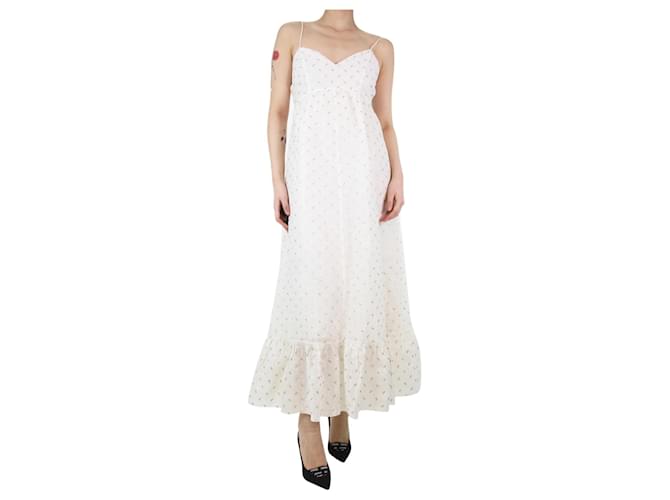 Autre Marque White embroidered strap dress - size S Cotton  ref.1218633