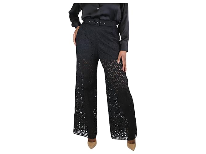Autre Marque Black broderie anglaise trousers - size M Polyester  ref.1218635
