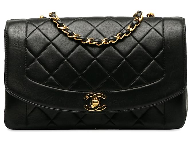 Chanel Black Medium Lambskin Diana Flap Leather  ref.1218656