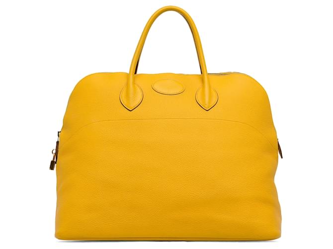 Hermès Hermes Yellow Taurillon Clemence Bolide 45 Leather Pony-style calfskin  ref.1218686