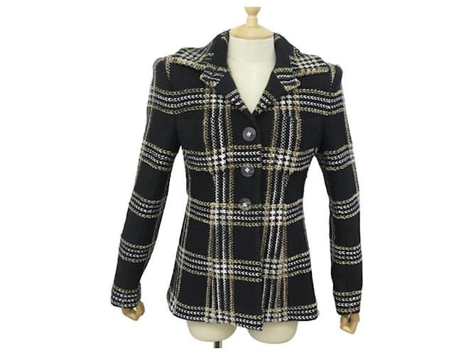 CHANEL JACKET WITH CC LOGO BUTTONS M 38 TWEED P40049V28905 ART CRAFTS JACKET Multiple colors  ref.1218710