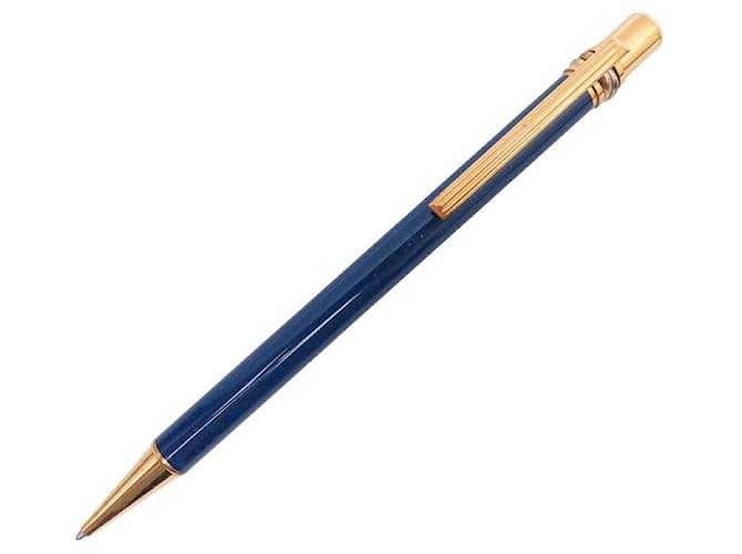 VINTAGE CARTIER MUST TRINITY BALLPOINT BLUE CHINESE LACQUER BALLPOINT PEN Gold-plated  ref.1218729