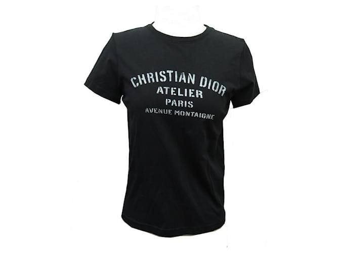 CHRISTIAN DIOR ATELIER T-SHIRT 043J615BEIM0589 T12 S 36 T-Shirt aus schwarzer Baumwolle  ref.1218741
