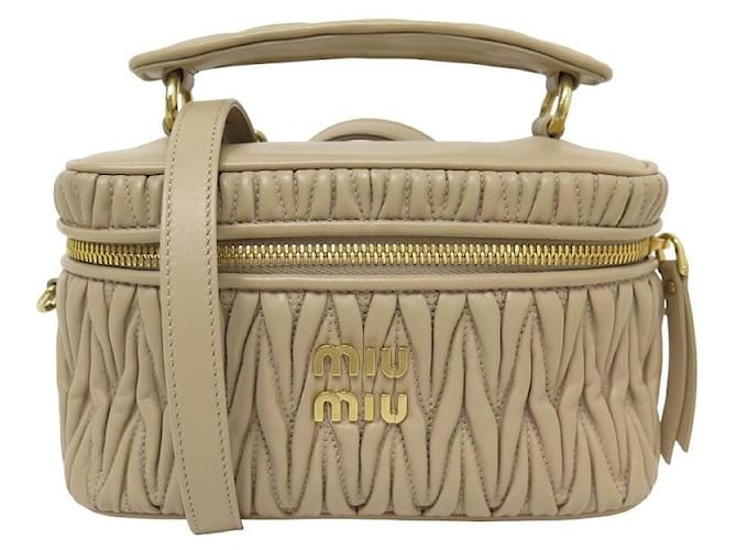 NEW MIU MIU HANDBAG IN QUILTED NAPPA LEATHER 5BH230 HAND BAG STRAP Beige  ref.1218783