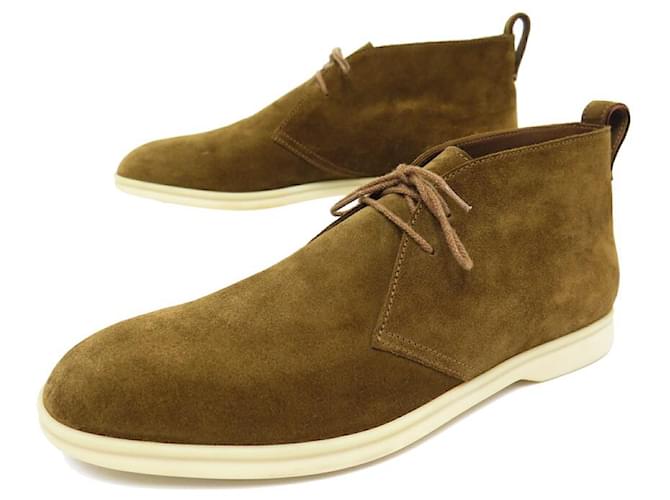 NEW LORO PIANA SHOES CHUKKA BOOTS 43.5 BROWN SUEDE SUEDE SHOES  ref.1218784