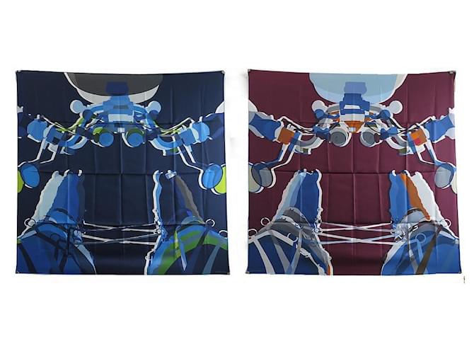 Hermès NEW HERMES DRIVE ME CRAZY lined FACE H SCARF353843T CARRE ALTER SCARF Blue Silk  ref.1218789