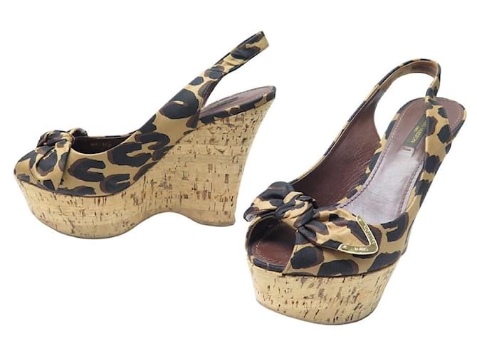 NEW LOUIS VUITTON SHOES SANDALS 39 IN LEOPARD CANVAS STEPHEN SPROUZE Brown Cloth  ref.1218793