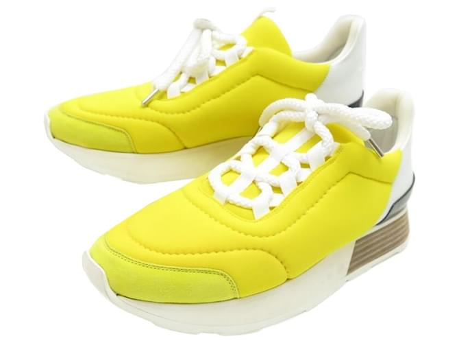 Hermès NEW HERMES SHOES 36.5 YELLOW CANVAS SNEAKERS YELLOW SNEAKERS SHOES Cloth  ref.1218805