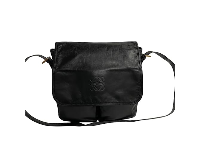 Loewe Leather Anagram Crossbody Bag Black Pony-style calfskin  ref.1218815