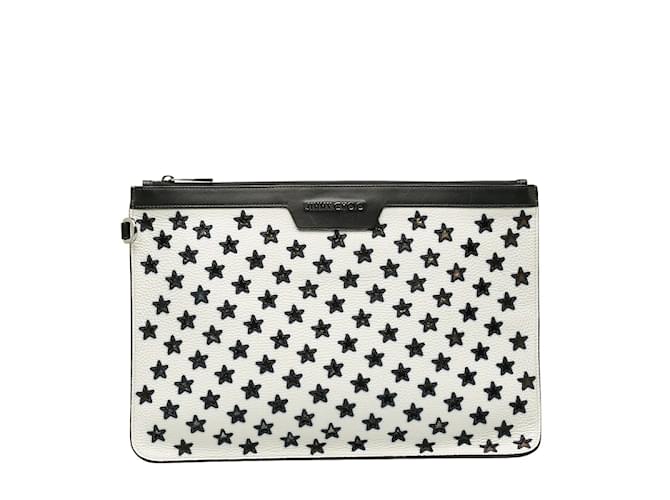 Jimmy Choo Leather Star-studded Clutch White  ref.1218868