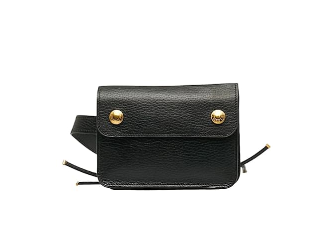 Hermès Courchevel Flap Belt Bag Black Leather Pony-style calfskin  ref.1218888