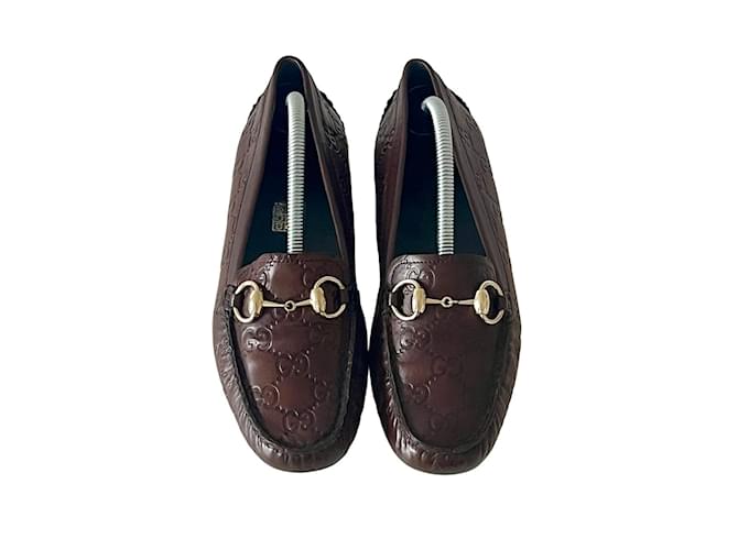 Guccissima, leather driving loafer Cuir Caoutchouc Marron  ref.1218927