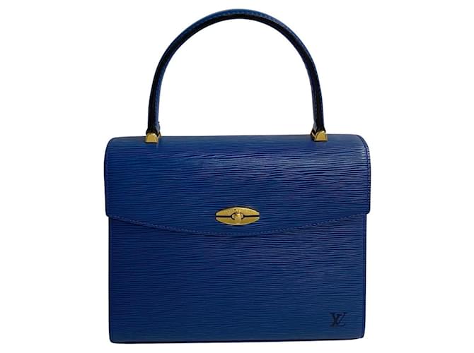 Louis Vuitton Malesherbes Azul Couro  ref.1218991