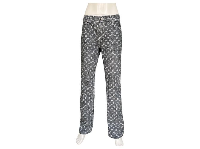 pantalones de mezclilla con monograma de Louis Vuitton Gris