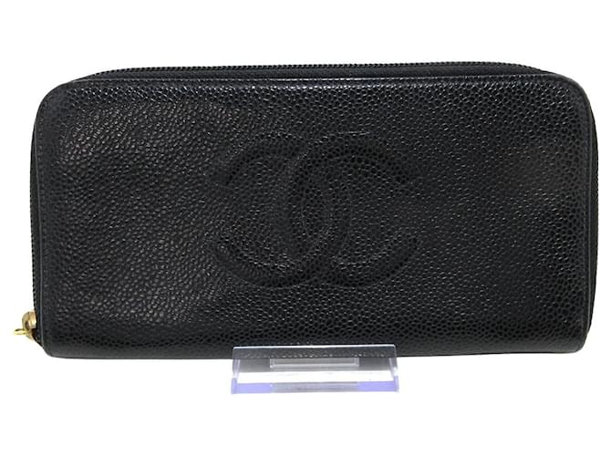 Chanel-Logo CC Schwarz Leder  ref.1219029