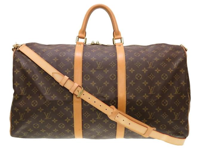 Louis Vuitton Keepall Bandouliere 55 Brown Cloth  ref.1219197