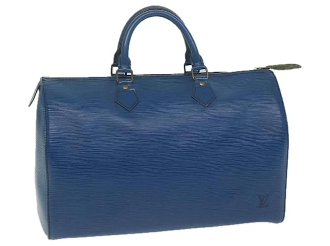 Louis Vuitton Epi Speedy 35 Hand Bag Toledo Blue M42995 LV Auth ki4032 Leather  ref.1219230