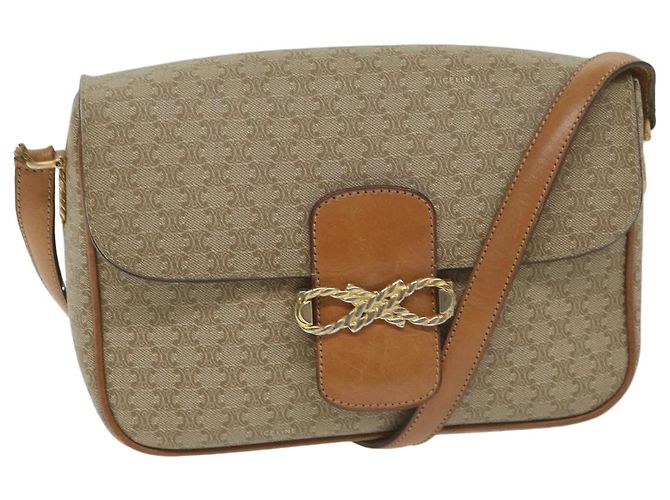 Céline CELINE Borsa a tracolla in tela Macadam Beige Auth 63574