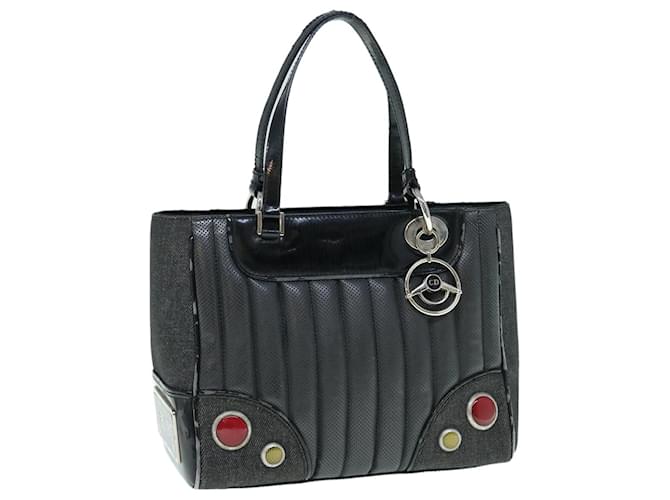 Christian Dior Hand Bag Canvas Enamel Black Auth 63321 Cloth  ref.1219293