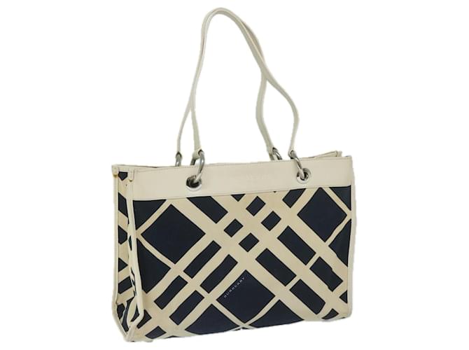 BURBERRY Tote Bag Canvas Navy White Auth bs11353 Navy blue Cloth  ref.1219340
