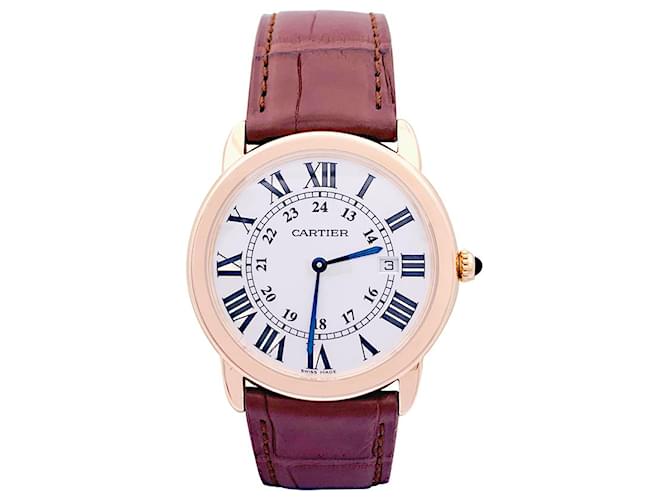 Relógio Cartier “Ronde Solo” em ouro rosa, cuir. Couro  ref.1219353
