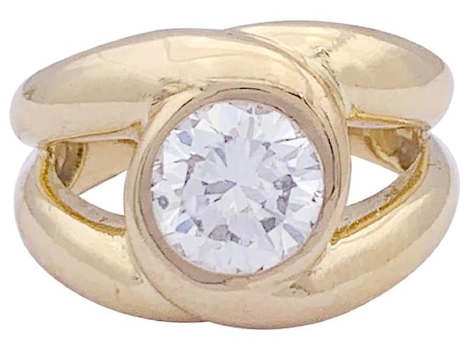 inconnue Verflochtener Ring aus Gelbgold, besetzt mit einem Diamanten. Gelbes Gold  ref.1219355