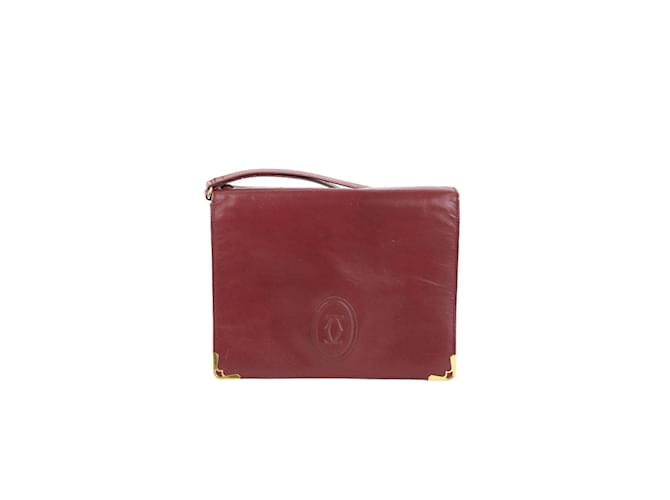 Cartier Pochette en cuir Bordeaux  ref.1219360