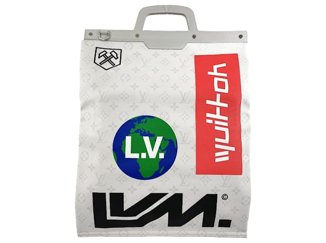 Louis Vuitton flache Vertikale Weiß Leinwand  ref.1219611