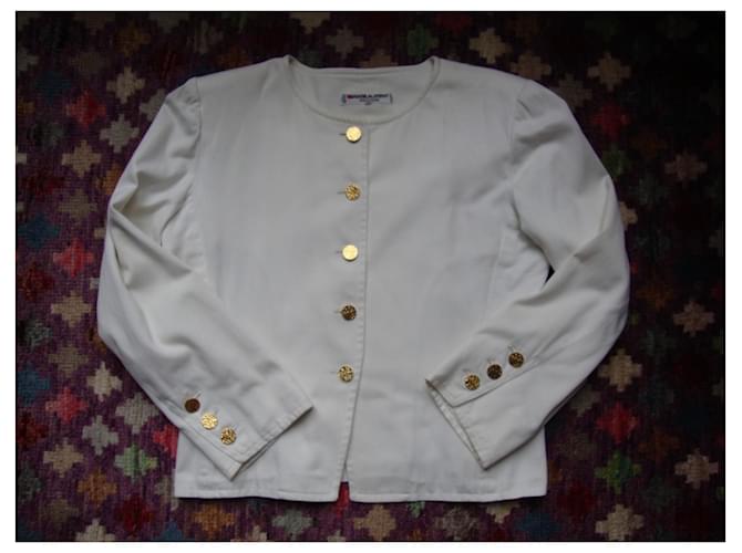 Yves Saint Laurent YSL short jacket with gold buttons White Cotton  ref.1219646