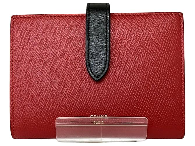 Céline Celine Medium Strap Wallet Red Leather  ref.1219648