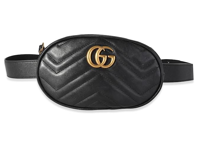 Gucci Black Matelassé Leather GG Marmont Belt Bag 95/38  ref.1219906