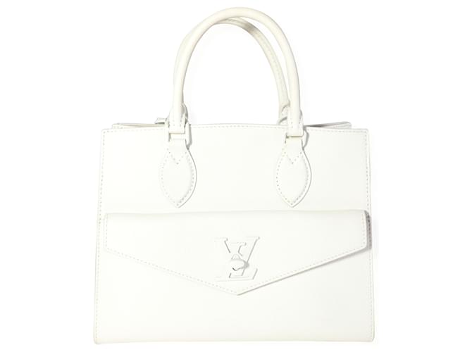 Louis Vuitton White Leather Monochrome Lockme Tote Pm  ref.1219907