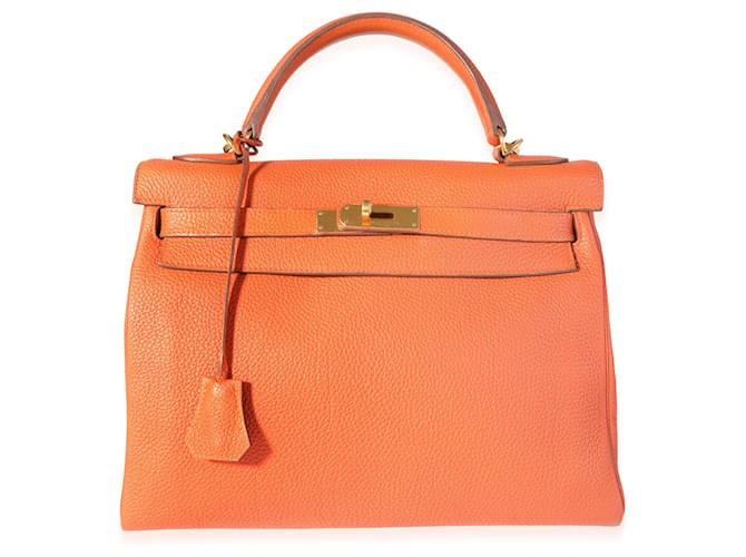 Hermès Orange Togo Retourne Kelly 32 GHW Cuir  ref.1219915