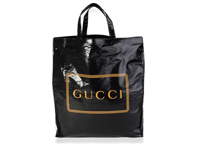 Gucci Montecarlo Tote aus beschichtetem Canvas in Schwarz und Gold Weißgold Stahl  ref.1219917