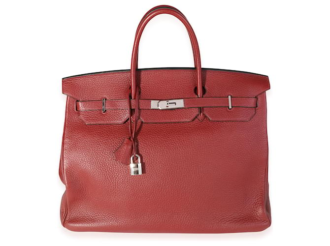 Hermès Rouge H Clémence Birkin 40 PHW Dark red Leather  ref.1219919