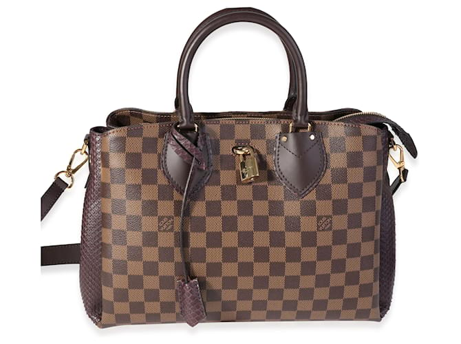Louis Vuitton Damier Ebene & Purple Python Normandy Bag Brown Exotic leather Cloth  ref.1219946
