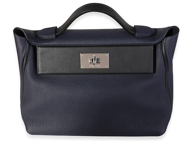 Hermès Bleu Nuit Togo Black Swift 24/24 29 PHW Cuir Noir  ref.1219952