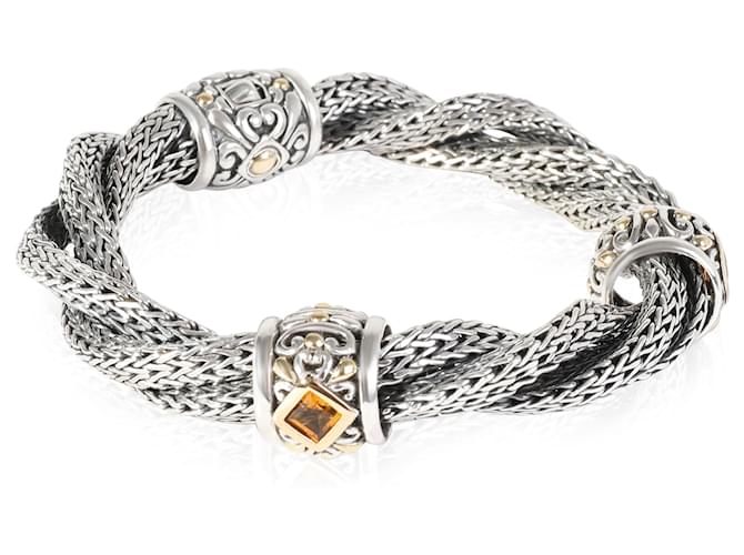 Autre Marque John Hardy Citrin Classic Chain Twist Armband in 18K YG & Sterling Silber Geld Gelbes Gold  ref.1219956
