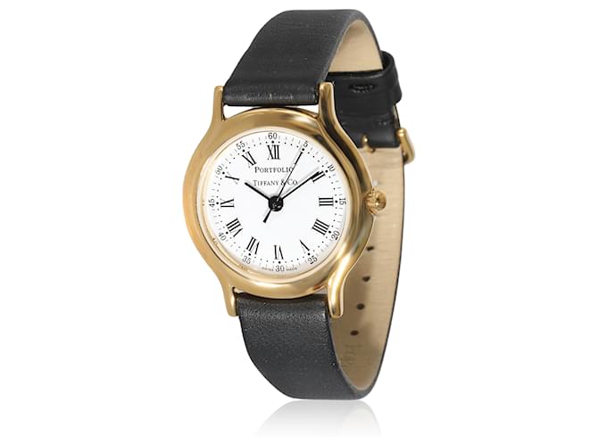 Tiffany & Co TIFFANY Y COMPAÑIA. Portafolio Placa de oro para mujer/Reloj de acero inoxidable Chapado en oro  ref.1219958