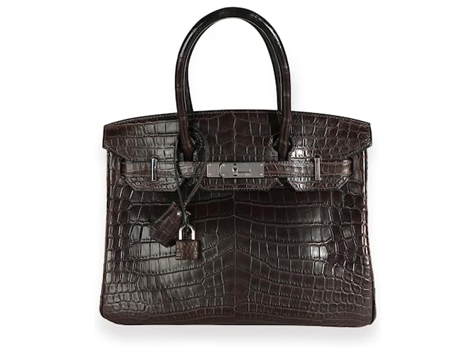 Hermès Havane Matte Niloticus Crocodile Birkin 30 PHW Brown Exotic leather  ref.1219968