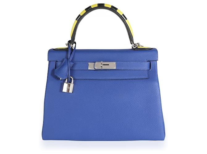 Hermès Hermes Limited Edition Bleu Electrique Togo Au Trot Retourne Kelly 28 PHW Cuir  ref.1219974