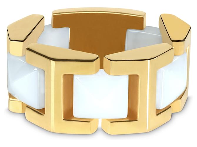 Versace Flexibler Ring mit weißen Keramikpyramiden in 18K Gelbgold Gelbes Gold  ref.1219976