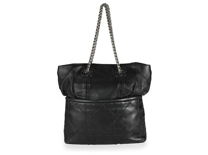 Christian Dior Black Cannage Lambskin Granville Chain Link XL Tote Leather  ref.1219990