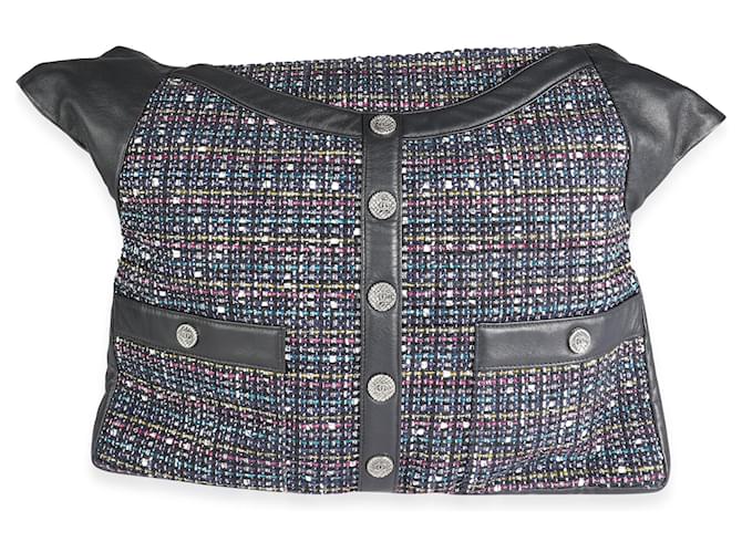 Girl Chanel Mädchentasche aus Lammleder und mehrfarbigem Tweed in Marineblau Mehrfarben Tuch  ref.1220003